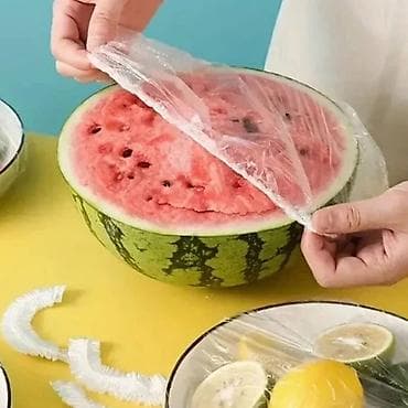 ormarići za lavabo: Set od 100 komada elastičnih PE navlaka za čuvanje svežine hrane.  — 1