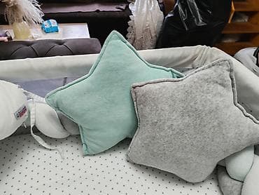 Komplet za bebi krevetac – pleteni ogradica + jastuci - Mekana — 3