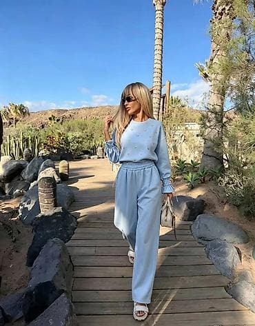 cipele ruma: Ženski komplet trenerke – bluza i pantalone širokog kroja - — 2