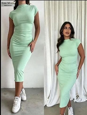 Dresses: Ribana midi haljina sa naborima – model 27807 - Kroj: uska silueta — 5