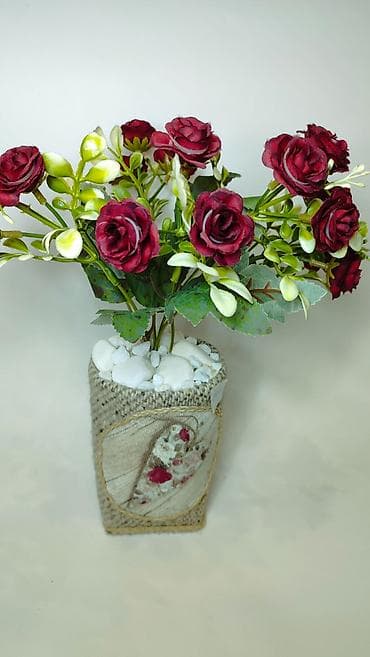 eksimor prekrivaci cena: Dekorativna aranžman vaza sa veštačkim cvećem - Kompozicija burgundi — 6
