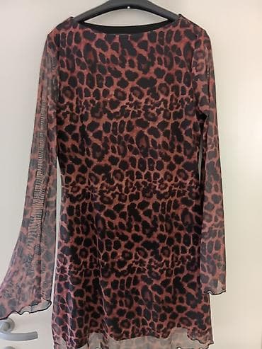 haljina eko koza: Ženska haljina sa leopard printom - Kroj: ravna silueta, dužina iznad — 2