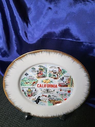 testik za vodu: Tanjir vintaz za na zid porcelanski Kalifornija. Tanjir perfektan sa — 5