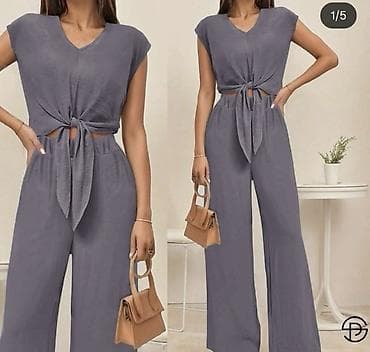 размер м: Komplet kosuljacrop top i pantalone širokih nogavica - Dvodijelni set — 1