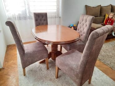 ikea sto i stolice za trpezariju: 150 e sto stolice 39 e keder dimenzije 100+30 stolice meblo — 1