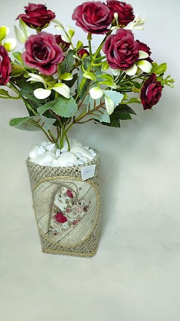 eksimor prekrivaci cena: Dekorativna aranžman vaza sa veštačkim cvećem - Kompozicija burgundi — 3