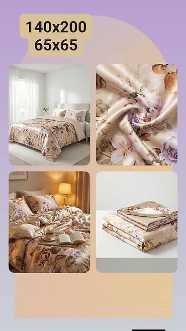 Posteljina set – cvetni dezen na satenskom sjaju - Dimenzije: 140x200
