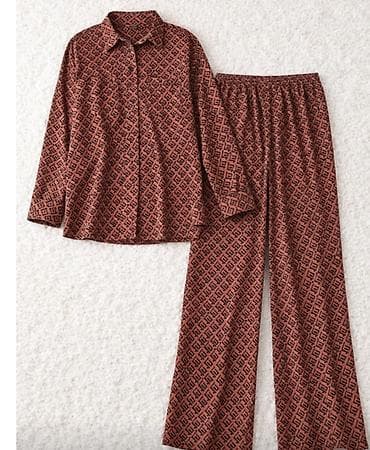 Ženski komplet košulja + pantalone - Dvodelni set u istom šaru
