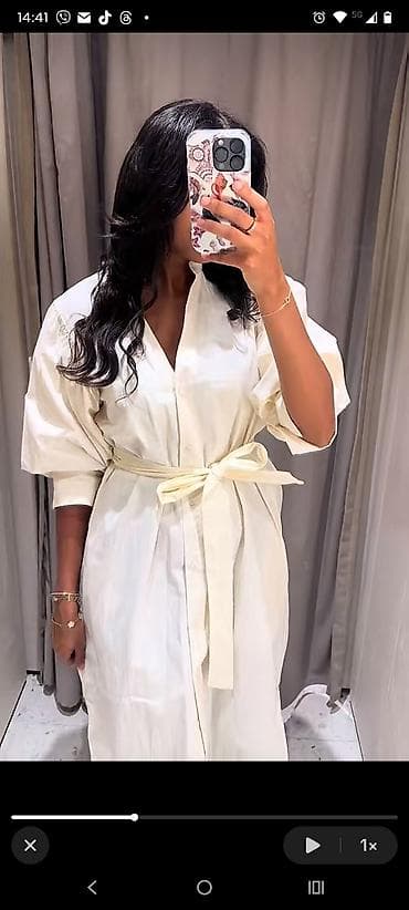 melissa obuca: Elegantna košulja-haljina u krem/beloj nijansi - Kroj: midi dužina — 2