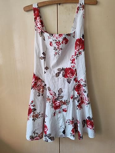 shooter odeca: Letnja haljina na tregere – cvetni dezen - Boja: belo platno sa — 1