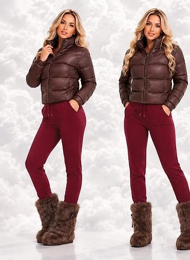 Ženske zimske pantalone – bordo - Kroj: slim/skinny nogavice sa