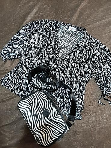 haljine sa elastinom: Zebra set: bluza + torbica sa printom - Bluza sa crno-belim zebra — 6