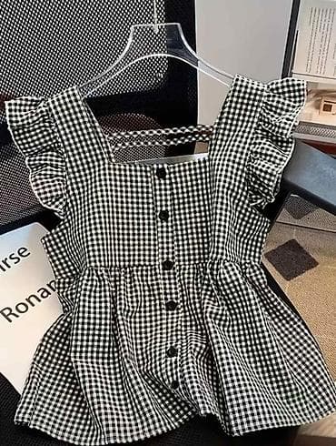 ps fashion kosulja: Ženska karirana bluzica na bretele Velicina 2XL - Uzorak: crno-bela — 2