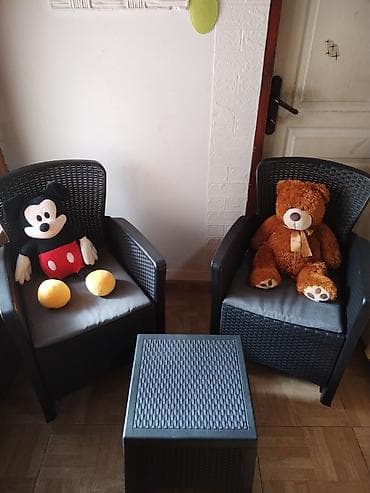 lounge fotelja: Balkonski set od veštačkog ratana – 3 dela - Sastav: 2 fotelje sa — 3