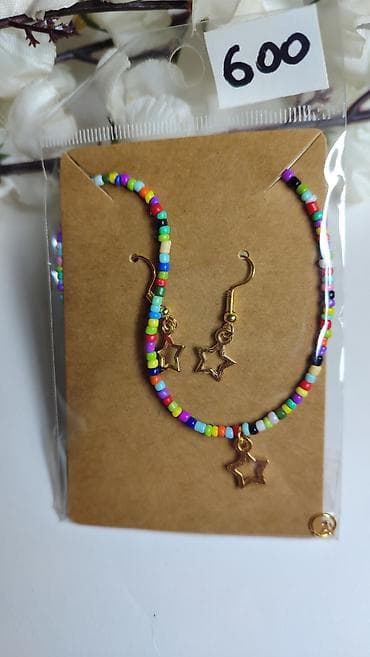 foresto ogrlica cena: Set nakita – ogrlica i minđuše od šarenih perlica sa zvezdicama - — 1