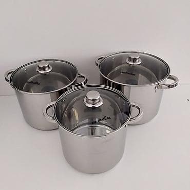 Set od 3 inox šerpe sa staklenim poklopcima – excellenceline -