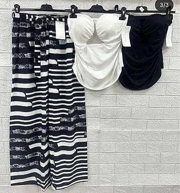 sarene letnje pantalone: Komplet majica top bez bretela + široke pantalone sarene. - Gornji — 3