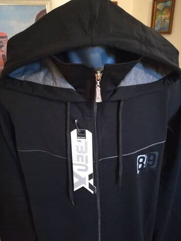 pantalone za punije: Novi muski pamucni duks sa kapuljacom u velikom broju Benx 5XL Crni — 2