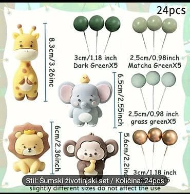 porcelanski set: NOVO Šumski životinjski set – ukrasi za tortu, 24 kom Komplet slatkih — 2
