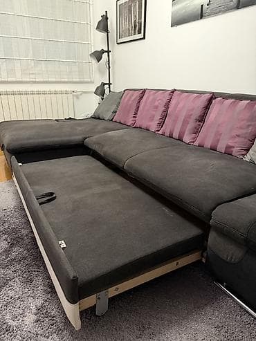 Dečiji nameštaj: Ugaona garnitura na razvlačenje sa ležajem i velikim sandukom za — 7