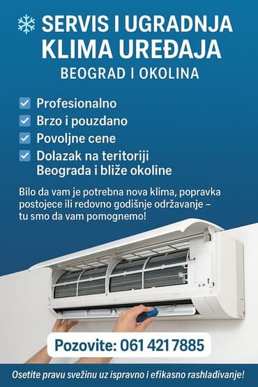 Usluge u domaćinstvu: --- ❄️ Servis i ugradnja klima uređaja – Beograd i okolina ❄️ Vršimo