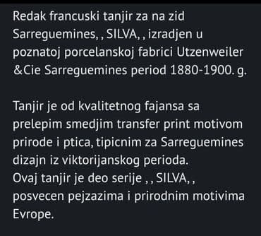 sat za zid: Tanjir SILVA za na zid 1880 do 1900ta. g.Francuska. Sve o tanjiru na — 4