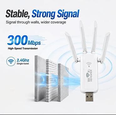tablet sa sim karticom cena: USB Wi‑Fi repeater/pojačivač signala – 2.4 GHz, do 300 Mbps, 4 antene — 3