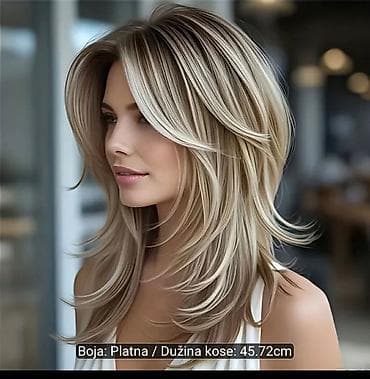 torbe doca: Slojevita perika srednje dužine – boja: platina, dužina: 45,72 cm (18 — 4