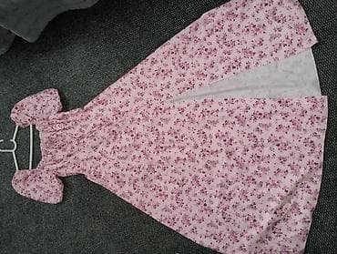 roze komplet: Ružičasta duga haljina s cvetnim printom - Boja i dezen — 2