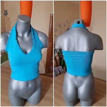 crop top h m: XS, Cotton, Single-colored, color - Blue — 2