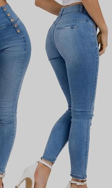 ysl torbe: Ženske visokostruke skinny farmerke – plavi teksas Vel S - Kroj — 4