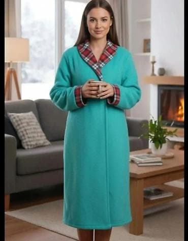 Ženski kućni ogrtač – tirkizni - Dugačak kroj do ispod kolena za na lalafo.rs Ženski kućni ogrtač – tirkizni - Dugačak kroj do ispod kolena za