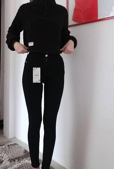 suknje visoki struk: Farmerke zara skinny sculpt nove, imaju elastina visok struk, crne — 9