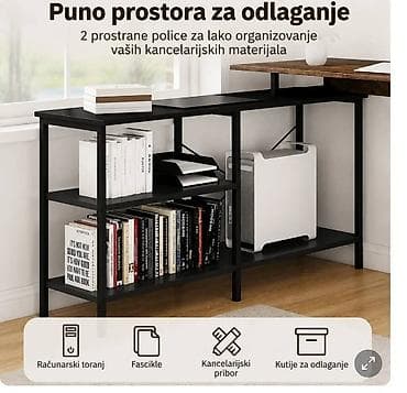 matis nocni ormaric: Fa, Radni sto sa bočnom policom – industrijski stil - Radna površina — 4