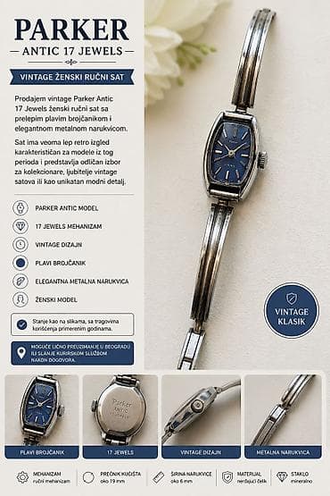 polovni vape: Parker Antic 17 Jewels – vintage ženski ručni sat - Model: Parker — 1