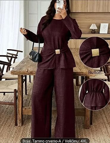 Damski komplet – tamno crveno (A), veličina 4XL Elegantni dvodelni