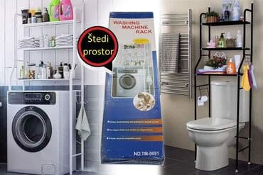 komode sa staklenim vratima: Cena 2850 din Stalak za veš mašine (pogodna širina mašine manja od 64 — 3