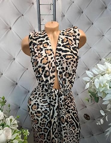 Haljine: Haljina sa leopard printom duga,elegantna i zavodljiva sa dubokim ve — 2