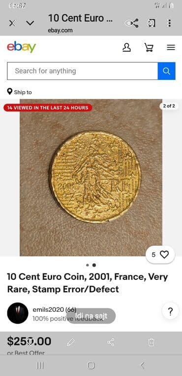 gitare cene: 50 euro cent novčić – Francuska, godina 2001 - Nominala: 50 euro — 3