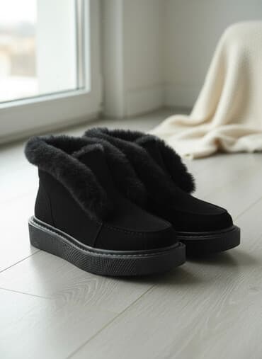 čizmice čarape: Nove crne cizmice sa krznom broj 36 lagane udobne i tople. Napred se — 1