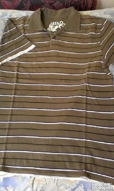 bele pantalone zara: Zara muška polo majca, L veličina, svetlije braon boje sa belim — 1