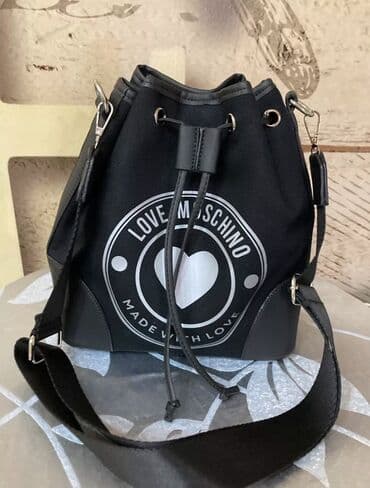 Torbe: Torba za rame, Moschino, Materijal: Platno