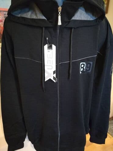 pantalone za punije: Novi muski pamucni duks sa kapuljacom u velikom broju Benx 5XL Crni — 4