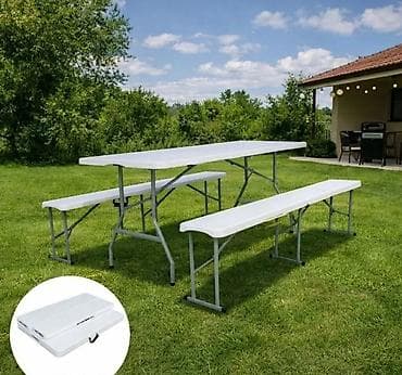 ormar dubine 40 cm: Set sklopivi baštenski sto + 2 klupe - Praktičan komplet za dvorište — 3