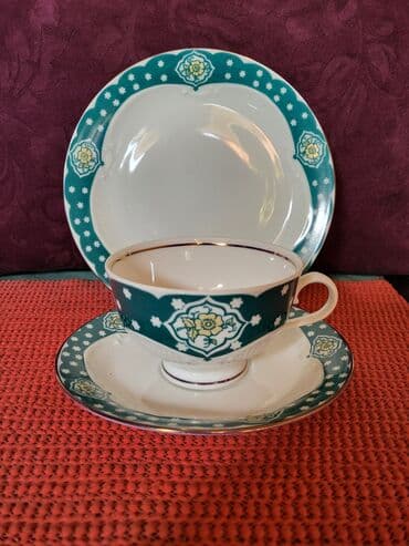 solje za caj: Set memacki porcelan Lettin 70te. Set perfektan. pozlata — 1
