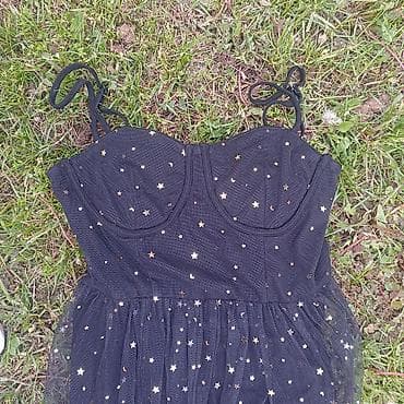 c: Crna duga haljina sa zvezdanim printom – SHEIN - Model: duga — 2