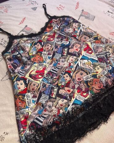 crop top h m: Majca-bluza na bretele, comics stil. Univerzalna veličina, podesive — 2