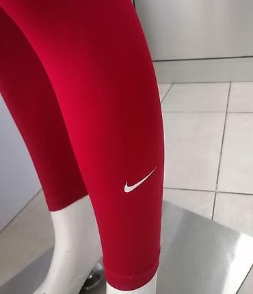 sjajne helanke: Ženske sportske helanke NIKE – sjajne crvene - Fazon: dugačke helanke — 4