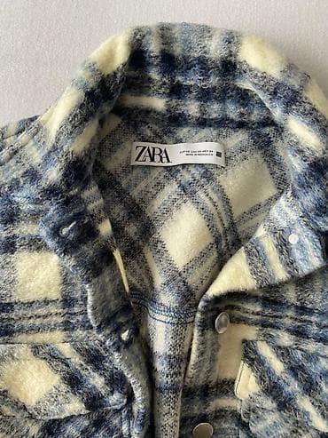 zara bluze i majice: ZARA ženska kratka jakna/šaket od meke brušene tkanine u kariranom — 3
