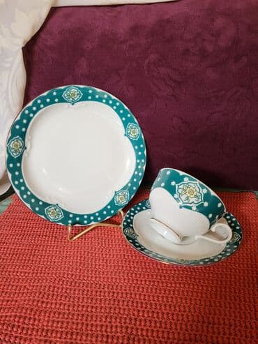 solje za caj: Set memacki porcelan Lettin 70te. Set perfektan. pozlata — 3